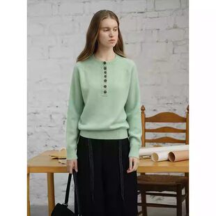 CIRCLOFY瑟夕 法式复古拉毛多色100%羊毛套头针织衫女冬季打底衫