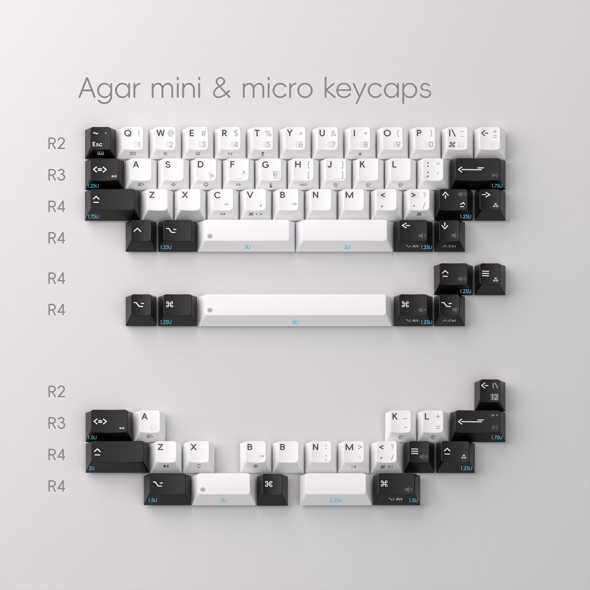 KBDfans客制化机械键盘agar mini micro专用键帽 热升华侧刻键帽