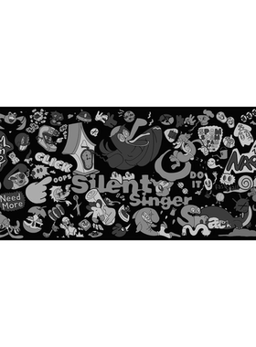 KBDfans涂鸦红黑暗黑系鼠标垫超大号桌垫客制机械键盘垫粗布游戏