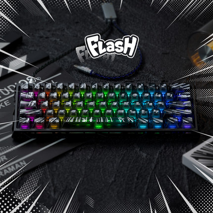 KBDfans Flash黑透60%透光ABS原厂UV机械键盘键帽wooting改装磁轴