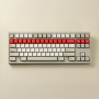 PBTfans Overtime热升华键帽pbt材质 beige复古灰白红原厂高度