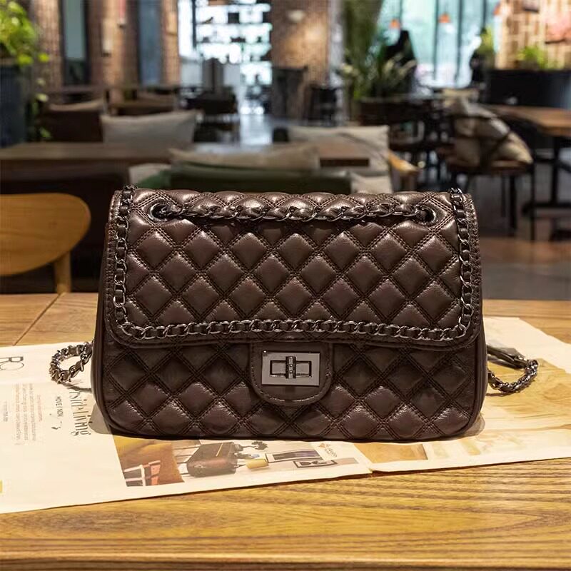 香港正品代购真皮小方包女士高级链条包时尚质感大容量单肩斜挎包