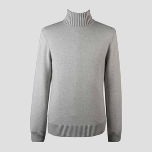 秋冬毕备灰色100%山羊绒老钱风针织毛衣 SASSO 意大利一线 GRAN