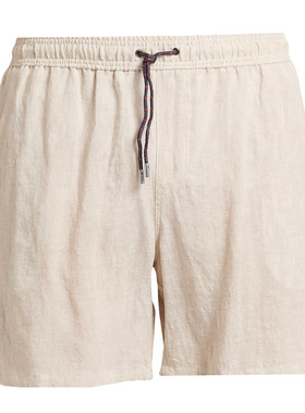 LP创立顶吉休闲品牌 超一线SEASE 春夏 米色腰部彩色抽绳亚麻短裤