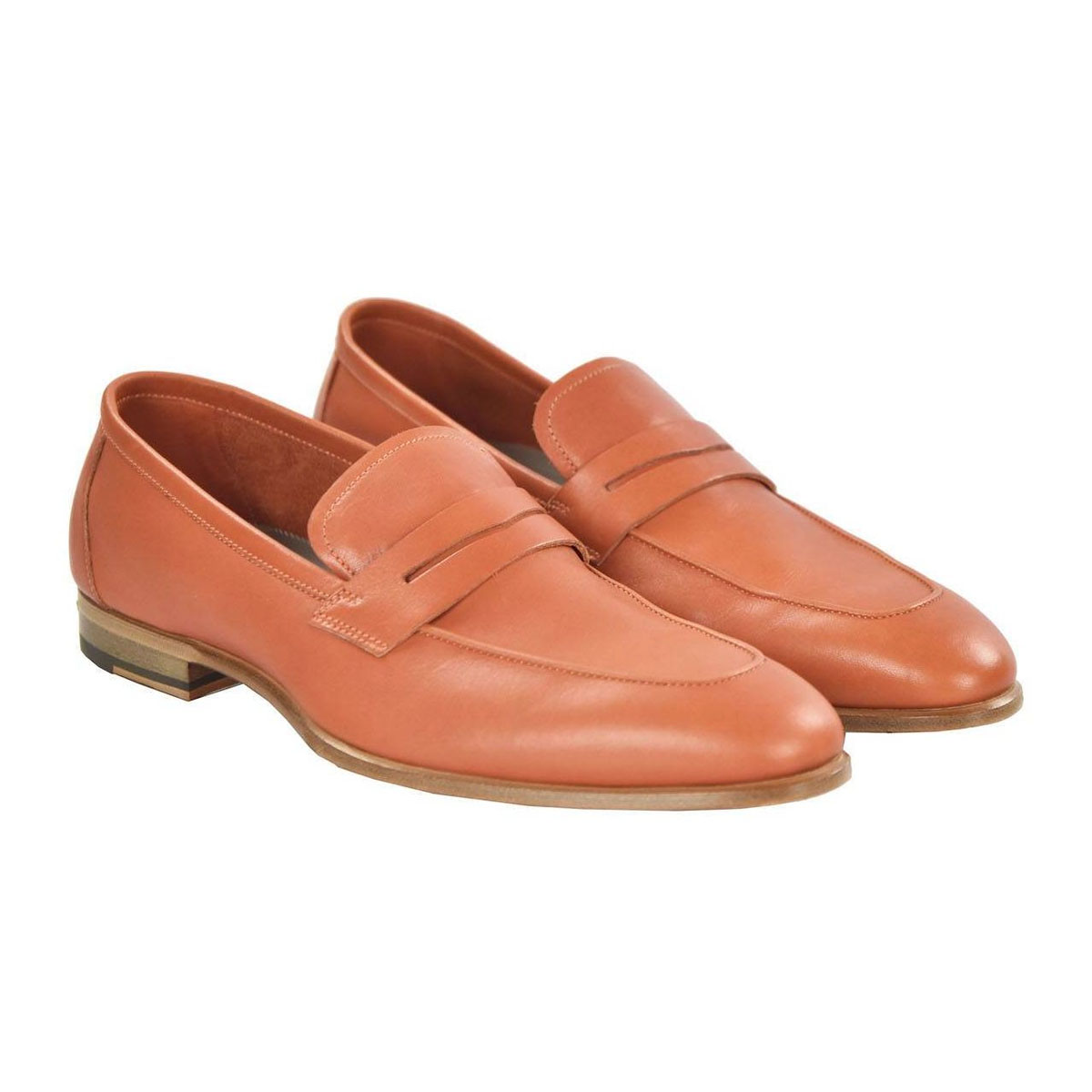 醉顶吉K 春夏 醉顶吉 橘色小牛皮 手工商务乐福鞋