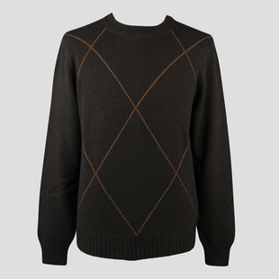 秋冬毕备棕色100%山羊绒老钱风针织毛衣 SASSO 意大利一线 GRAN