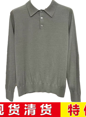 现货清货意大利顶吉品牌Andre Maurice 秋冬灰色羊绒针织衫毛衣