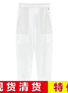 现货清货 意大利顶吉品牌Andre Maurice秋冬白色纯棉针织休闲女裤