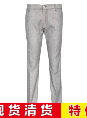 特价清货 公价8200 顶吉超一线 C 四季浅灰色薄毛呢 手工休闲裤