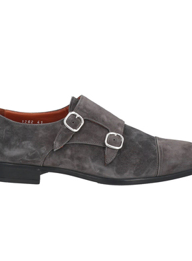 公价6500 意大利知名一线 DOUCAL'S 春秋 灰色磨砂皮孟克鞋