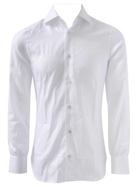 那不勒斯 醉顶吉  公价8200 四季 白色海岛棉 手工长袖衬衫