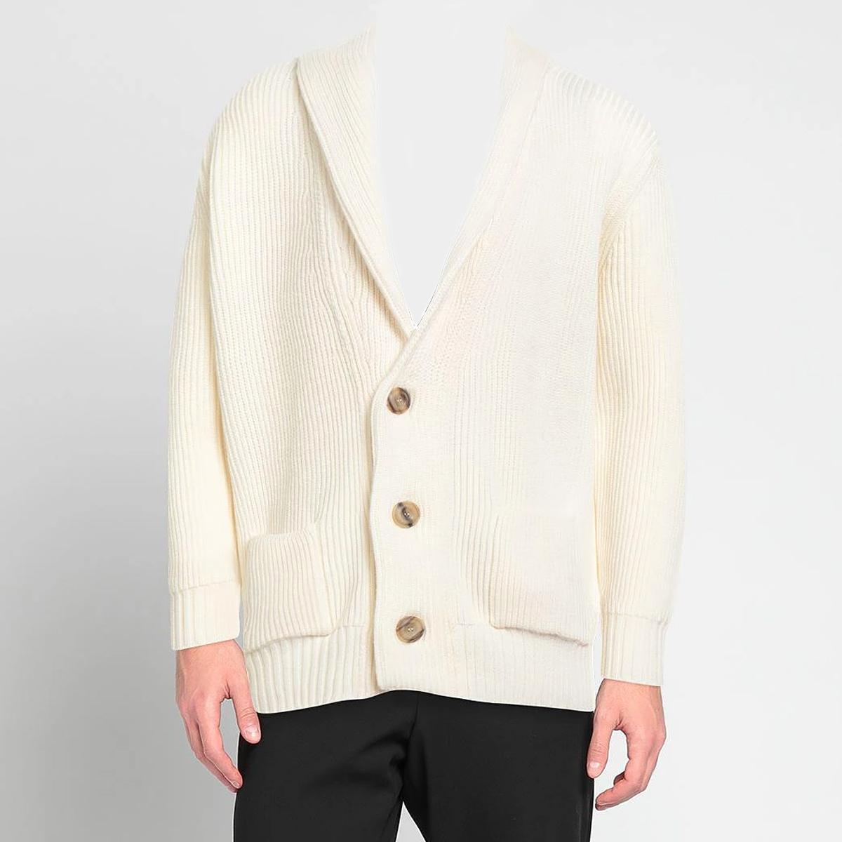 意大利高端一线 Gran sasso 秋冬 米白色羊毛开身老钱风毛衣