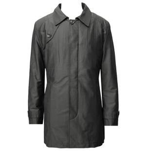 国内品牌  秋冬 脱卸麝鼠内胆 灰色科技面料风衣大衣男