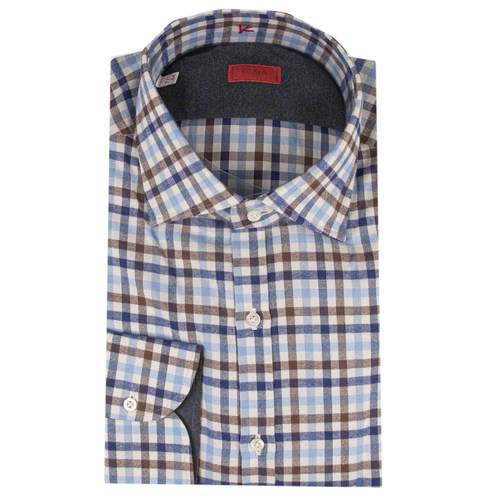 公价6200 那不勒斯顶吉 ISAIA 四季 撞色格纹 海岛棉 长袖衬衫