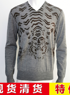 现货清货 超低特价 高端二线 R*C 秋冬 灰色 提花羊毛毛衣