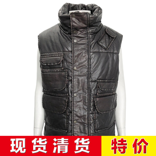 意大利原产 公价38000 时尚一线D重工多袋款式擦色纳帕羔羊皮背心