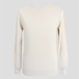 意大利一线GRAN 毛衣 SASSO秋冬毕备单品杏色提花纯棉老钱风针织衫