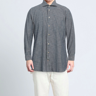 四季 灰蓝色 海岛棉 调货 衬衫 那不勒斯 手工长袖 B男 意国原产