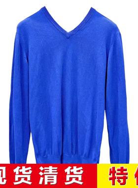 现货清货 意大利顶吉品牌 Andre Maurice 秋冬 蓝色山羊绒V领毛衣