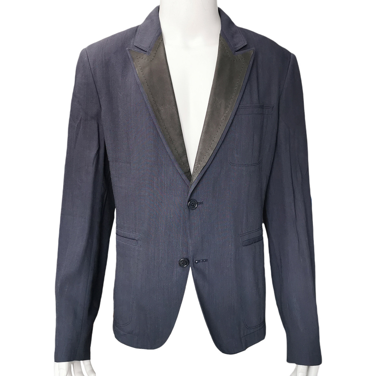 特价现货   春夏 秀款 羔羊皮拼接衣领 轻薄亚麻休闲西服 V男