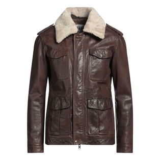 款 一线品牌S羔羊毛衣领擦色纳帕羊皮猎装 皮衣 公价24000 意大利产