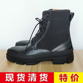 系带短靴 拼接黑色头层牛皮 经典 秋冬