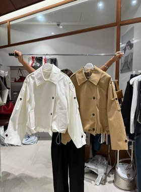 现25秋季新款 韩国东大门TEMPTING洋气抽绳休闲系扣短夹克外套