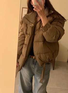 折现25冬季新款 韩国东大门object~女时尚翻领纯色短款羽绒服外套