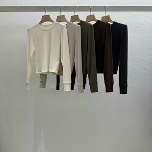 现 25冬季新款韩国东大门STATEMENT女洋气纯色修身打底衫长袖T恤