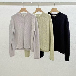 现 26春季新款韩国东大门STATEMENT棉100休闲百搭针织毛衣外套