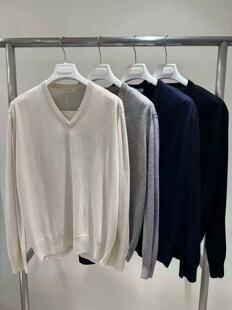 现 26春季新款韩国东大门masculine慵懒风薄款V领纯色宽松针织衫