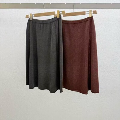 现 26春季新款韩国东大门statement薄 松紧腰天丝亚麻针织半身裙