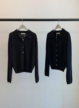 现 25秋季新款韩国东大门jinsim洋气百搭翻领系扣针织开衫