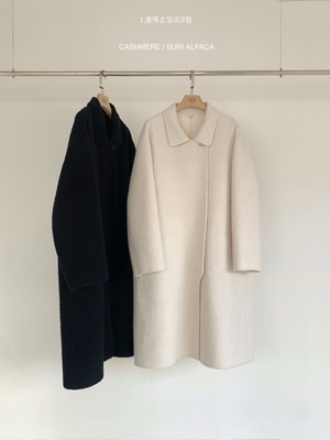 现 25冬新款韩国东大门egg翻领苏丽羊毛双面羊绒大衣女士毛呢外套