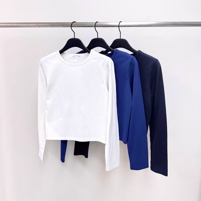 现 26春季新款韩国东大门WATER RIVER棉100休闲百搭短款长袖T恤