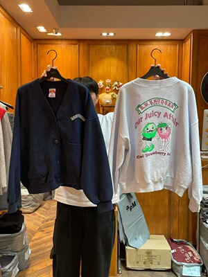 现 26春季新款韩国东大门Garment公鸡家V领后背印花系扣卫衣外套