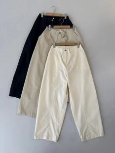 creme中缝线拼接日系复古后松紧腰休闲裤 现 25夏新韩国东大门la