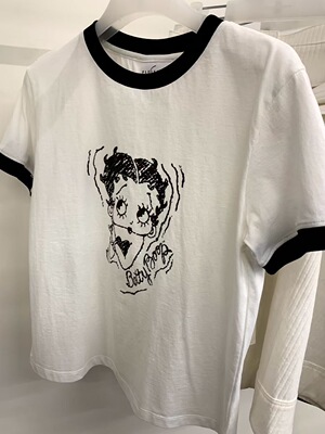 现26春新款韩国东大门weare美式甜贝蒂头像撞色圆领拼接短袖T恤女