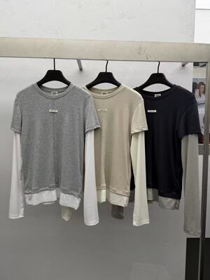 现 26春季新款韩国东大门WEREPIECE女装百搭休闲 显瘦假两件T恤