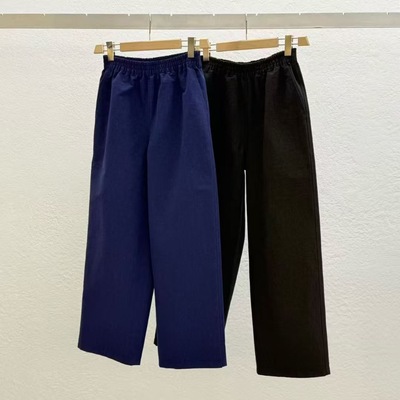 现 26春季新款韩国东大门STATEMENT复古松紧腰棉宽松直筒休闲裤