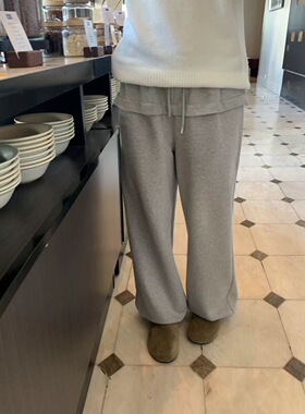 现 26春季新款韩国东大门mohhe时尚荷叶边 松紧腰可束脚休闲卫裤