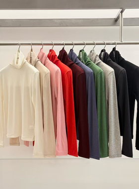 现 25冬季新款韩国东大门Hehr/automne多色高领百搭圆领长袖T恤女