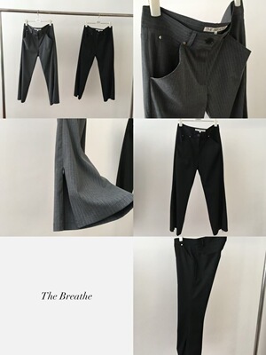 现26春季新款韩国东大门breathe女竖条纹小开叉九分休闲西裤