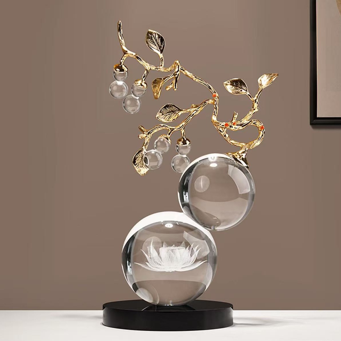 招财水晶葫芦摆件轻奢高档客厅酒柜办公室装饰摆件搬家乔迁礼物