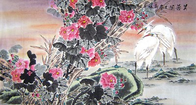 【画艺佳.字画】B8976徐鸿海手绘花鸟国画.芙蓉花.富贵容华.六尺