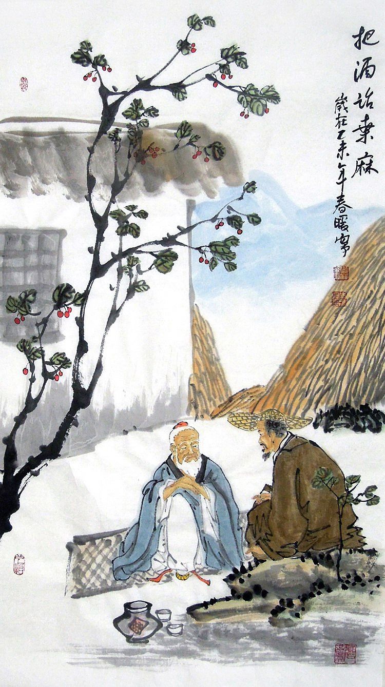 【画艺佳.字画书画】c24829李春暖纯手绘酒文化人物国画真迹.三尺