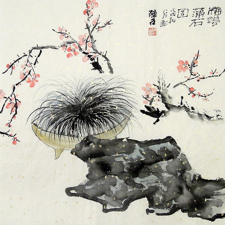 【画艺佳字画书画】C27245陈石手绘宣纸花鸟国画.梅花图.三尺斗方
