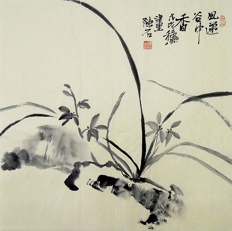 【画艺佳字画书画】c27269陈石大写意纯水墨花鸟国画.兰.三尺斗方