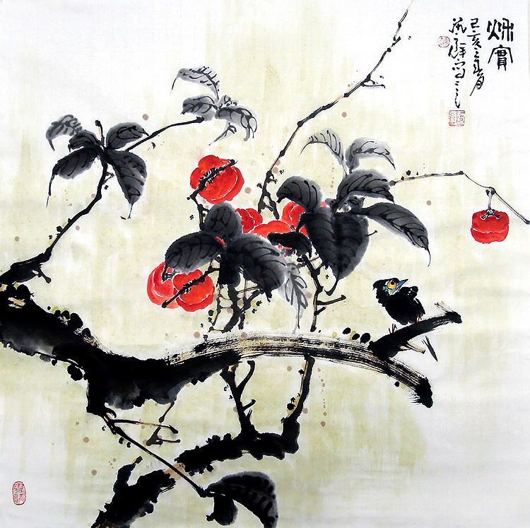【画艺佳.字画书画】C27008孙艺群纯手绘花鸟国画.秋实.四尺斗方