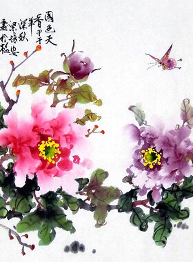 【画艺佳.字画】C24078国画写意花鸟.手绘牡丹.国色天香.三尺斗方